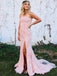 Simple Straight Side Slit Tulle Lace Evening Party Prom Dresses,SW1138
