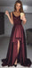 Dark Burgundy Soft Satin High Low Sleeveless Long Prom Dresses ,PD0152