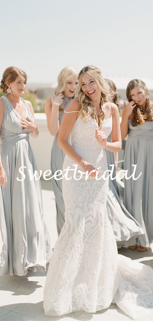 Charming V-neck Floor-length Party Dresses Long Bridesmaid Dresses, SW1119