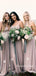 Mismatched V-neck A-line Floor-length Long Bridesmaid Dresses, SW1214