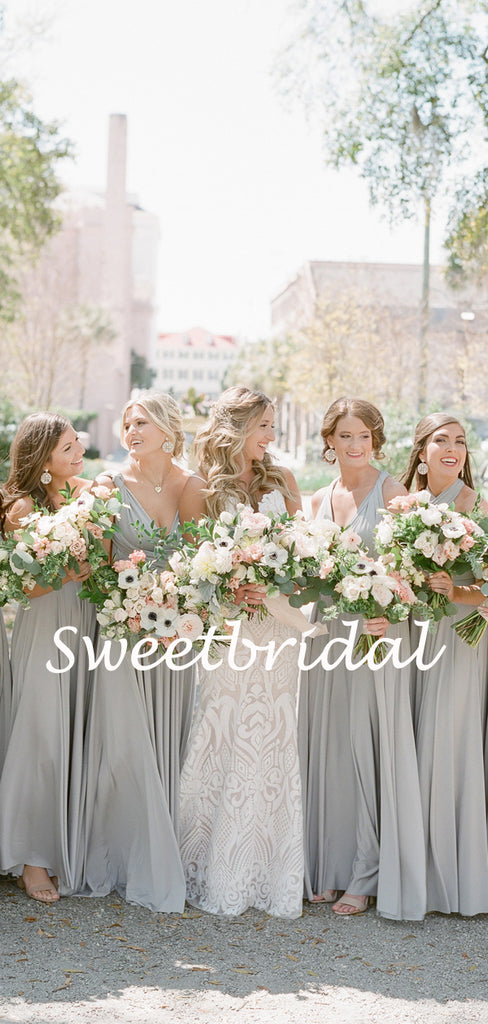 Charming V-neck Floor-length Party Dresses Long Bridesmaid Dresses, SW1119