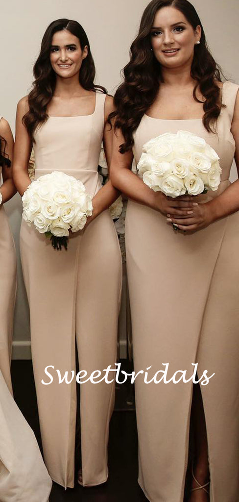 Charming Spaghetti Strap Sleeveless Side Slit Bridesmaid Dresses, SW1159