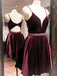 Simple Spaghetti Strap V Neck Open Back A Line Short Homecoming Dress, BTW183