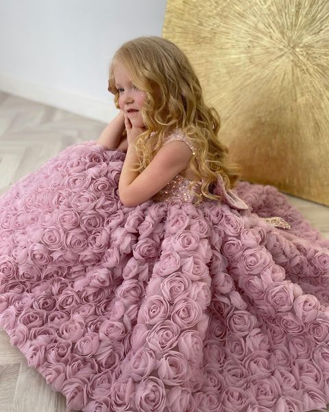 Beautiful A-line Tulle Lace Sequin Flower Girl Dresses, FGS0033