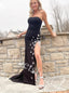 Elegant Strapless Sleeveless Side slit Sheath Long Prom Dress,SW1983