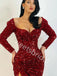 Sexy Sweethwart Long sleeves Side slit Mermaid Prom Dresses,SW1709