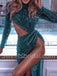 Sexy Long sleeves Side slit Open back  Mermaid Prom Dresses, SW1501
