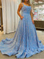 Elegant Square Sleeveless A-line Prom Dresses,SW1891