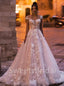 Elegant V-neck Off shoulder A-line Lace applique Wedding Dresses,DB0315