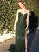 Sexy V-neck Side slit Sleeveless Mermaid Prom Dresses, SWE1342