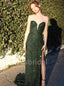 Sexy V-neck Side slit Sleeveless Mermaid Prom Dresses, SWE1342