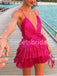Sexy Spaghetti straps V-neck Short Homecoming Dresses, BTW332