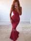 Sexy Spaghetti straps V-neck Mermaid Prom Dresses, SW1520