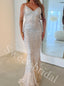 Sexy V-neck Sleeveless Off shoulder Mermaid Long Prom Dress,SW1975