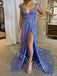 Elegant V-neck Sleeveless Side slit A-line Prom Dresses,SW1892