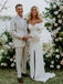 Pretty Off-shoulder Tulle Slit Mermaid Long Wedding Dresses Evening Dresses, WD1125