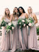 Mismatched V-neck A-line Floor-length Long Bridesmaid Dresses, SW1214