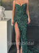 Sexy V-neck Spaghetti straps Side slit Mermaid Prom Dresses ,SW1351