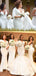 Mismatched V-neck White Cheap Mermaid Long Bridesmaid Dresses,SW1050