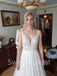 Sexy V-neck Spaghetti straps A-line Lace applique Wedding Dresses,DB0312