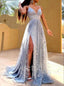 Sexy V-neck Sleeveless Side slit A-line Prom Dresses,SW1553