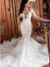 Sexy V-neck Long sleeves Mermaid Lace applique Wedding Dresses,DB0286