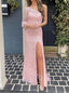 Sexy One shoulder Sleeveless Side slit Sheath Prom Dresses,SW1906