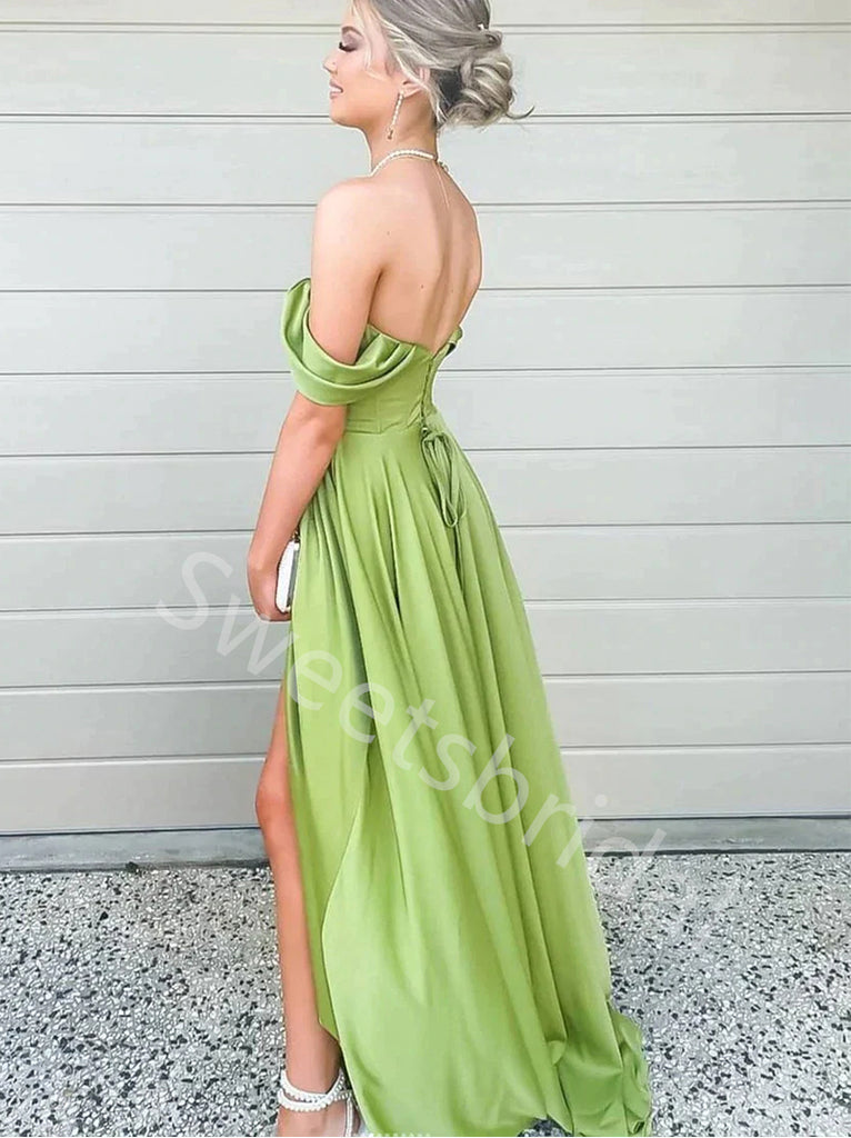 Sexy Sweetheart Off shoulder Side slit A-line Prom Dresses,SW1732