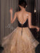 Elegant Spaghetti straps V-neck A-line Prom Dresses,SW1782