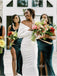 Simple V-neck Side silt Mermaid Elegant  Pretty Long Bridesmaid Dresses,SWE1296