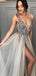 Sexy V-neck Simple Tulle A-line Long Evening Prom Dresses, PD0038