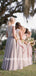Charming Scoop Neck Sleeveless A-line Lace Chiffon Long Bridesmaid Dresses, SW1161