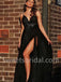 Sexy V-neck Sleeveless Spaghetti straps Side slit A-line Prom Dresses, SW1517