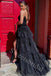 Elegant V-neck Sleeveless Side slit A-line Long Prom Dress,SW1971