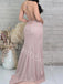 Sexy V-neck Sleeveless Side slit Mermaid Prom Dresses,SW1718