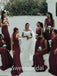 Sexy V-neck Mermaid Elegant Simple Long Bridesmaid Dresses,SWE1281