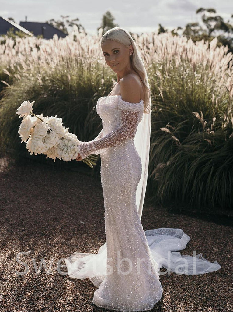 Simple Sweetheart Off-shoulder Mermaid Wedding Dresses, DB0220