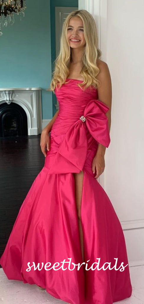 Simple Straight Mermaid Side Slit Long Prom Dresses.SW1176