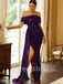 Sexy Off-shoulder Side slit Mermaid Prom Dresses, SW1404