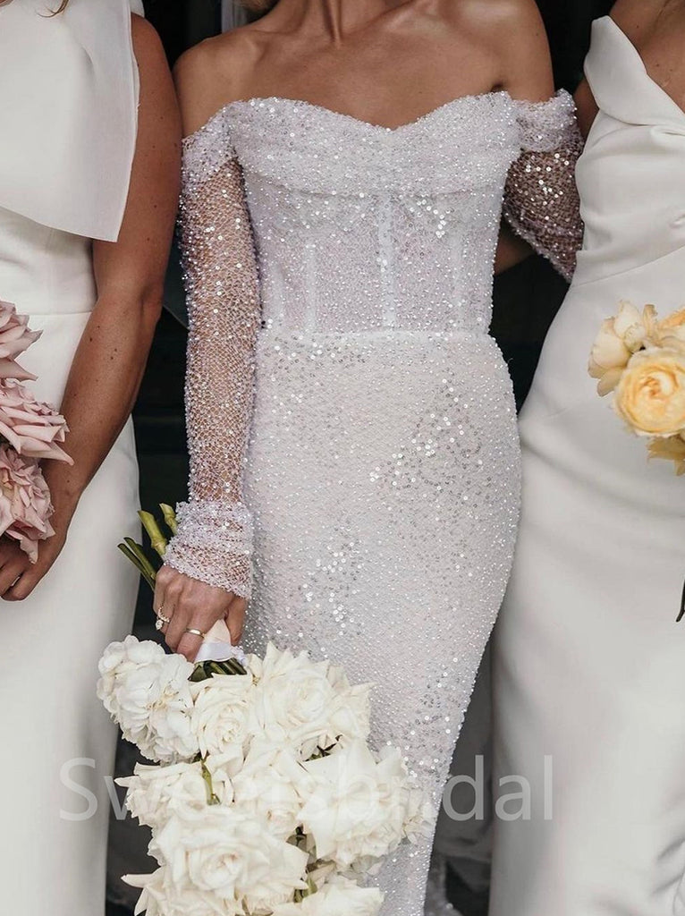Simple Sweetheart Off-shoulder Mermaid Wedding Dresses, DB0220