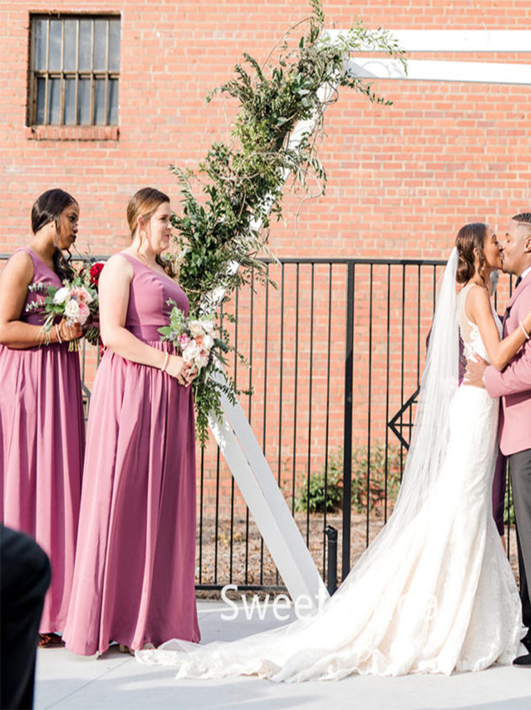 One-shoulder A-line Elegant Simple Long Bridesmaid Dressess,SWE1360