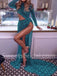 Sexy Long sleeves Side slit Open back  Mermaid Prom Dresses, SW1501