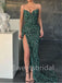 Sexy V-neck Spaghetti straps Side slit Mermaid Prom Dresses ,SW1351