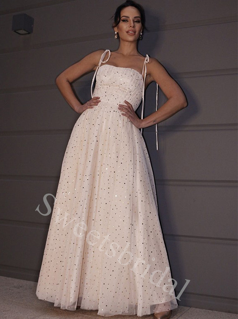 Elegant Square Sleeveless A-line Evening Gowns Prom Dresses,SW1913