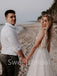 Sexy V-neck Spaghetti straps A-line Lace applique Wedding Dresses,DB0312