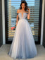 Simple Straight Off-shoulder A-line Tulle Party Dresses Evening Prom Dresses,DPB184