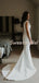 Pretty V-neck Mermaid With Train Sleeveless Long Wedding Dresses Evening Dresses, WD1129