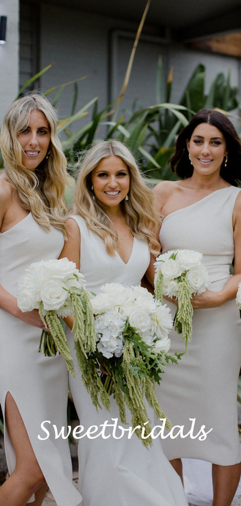 Charming One-shoulder Sleeveless Side Slit Short Bridesmaid Dresses, SW1165