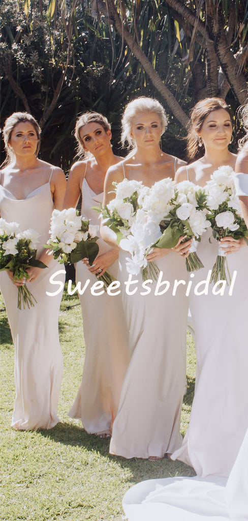 Simple Sexy V-neck Spaghetti Strap Sleeveless Party Dresses Bridesmaid Dresses, SW1099