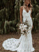 Sexy Spaghetti straps V-neck Mermaid Lace applique Wedding Dresses,DB0304